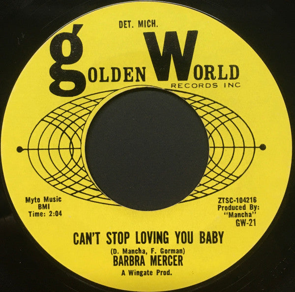 Barbra Mercer* : "Hey!!" / Can't Stop Loving You Baby (7", Styrene)