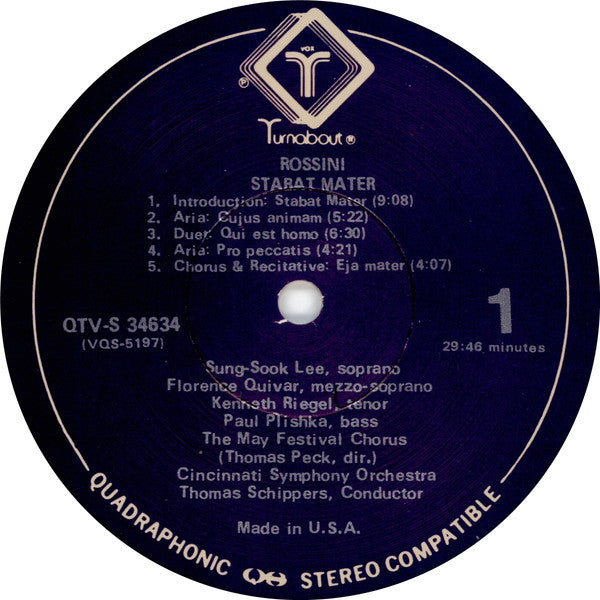 Gioacchino Rossini, Thomas Schippers, Cincinnati Symphony Orchestra : Stabat Mater (LP, Quad)