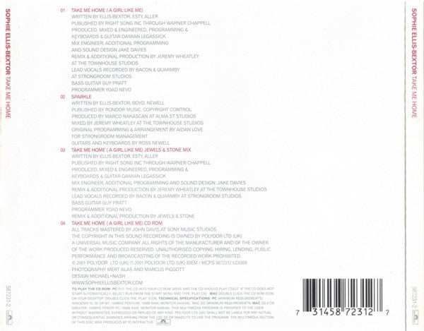 Sophie Ellis-Bextor : Take Me Home (CD, Single, Enh)