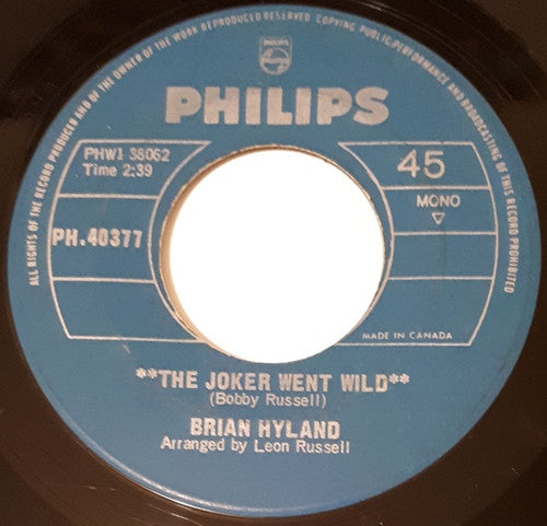 Brian Hyland : The Joker Went Wild (7", Single)
