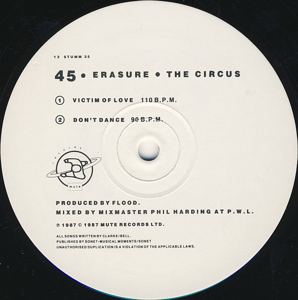 Erasure : The Circus (12" Sampler) (12", Smplr)