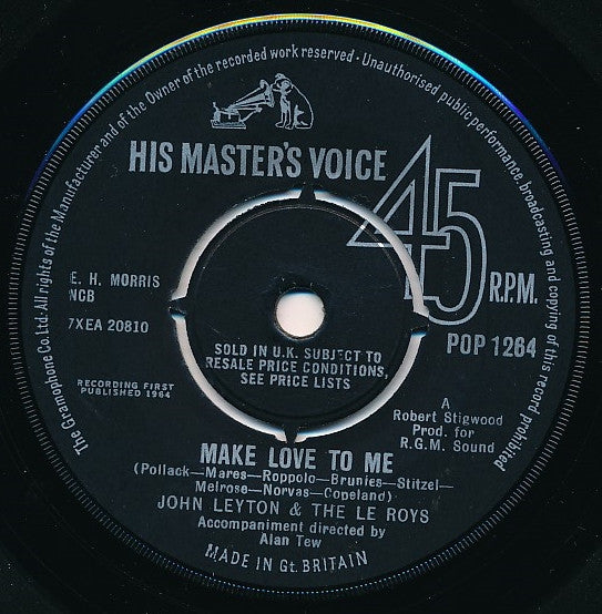 John Leyton & The Le Roys : Make Love To Me (7", Single)