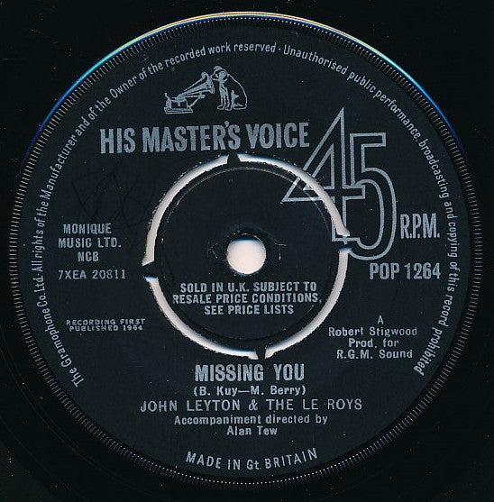 John Leyton & The Le Roys : Make Love To Me (7", Single)