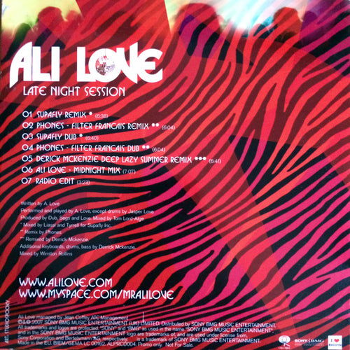 Ali Love : Late Night Session (CD, Single, Promo)
