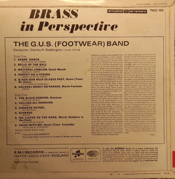 The G.U.S. Footwear Band, Stanley H. Boddington : Brass In Perspective (LP, Album)