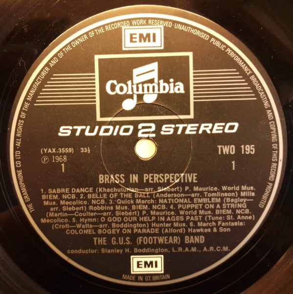 The G.U.S. Footwear Band, Stanley H. Boddington : Brass In Perspective (LP, Album)