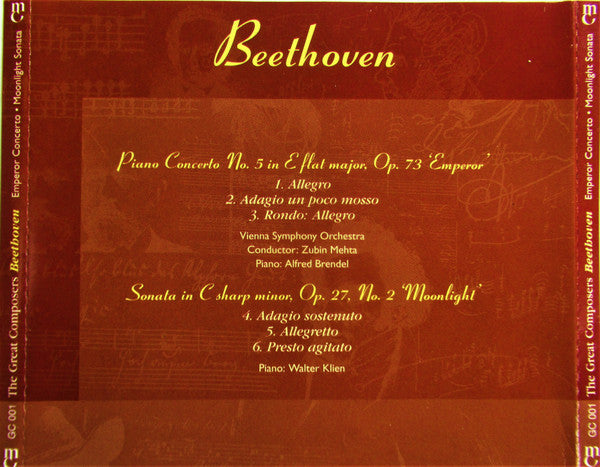 Ludwig van Beethoven : Emperor Concerto - Moonlight Sonata (CD, Comp)