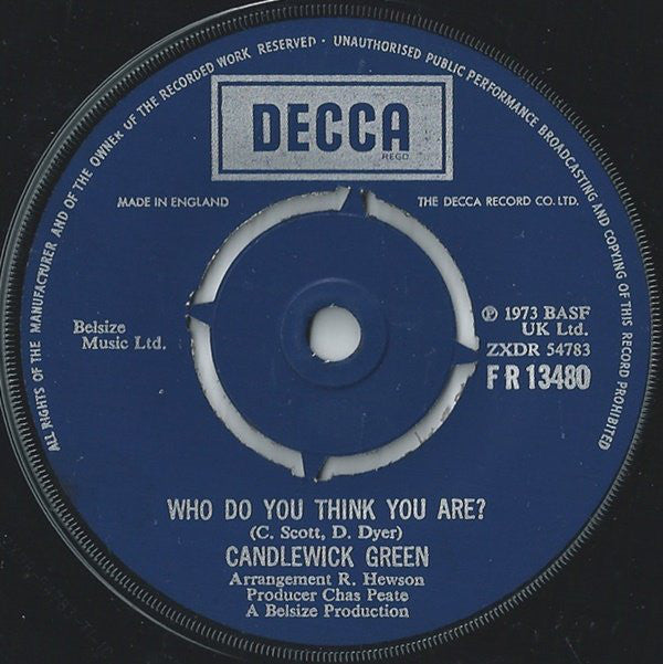 Candlewick Green : Who Do You Think You Are? (7", Single)
