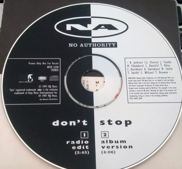 No Authority : Don't Stop (CD, Promo)