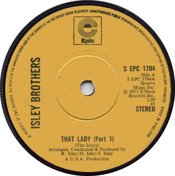 The Isley Brothers : That Lady (7", Single, Sol)