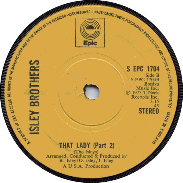 The Isley Brothers : That Lady (7", Single, Sol)