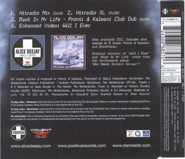 Alice Deejay : Will I Ever (CD, Single, Enh, CD1)