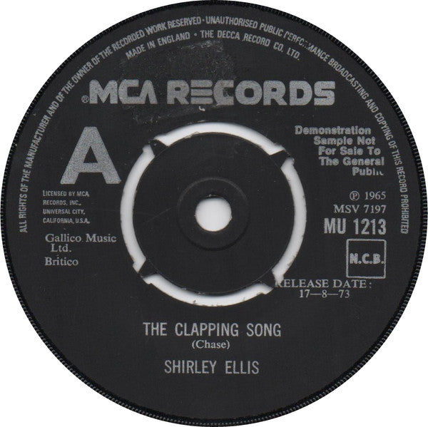 Shirley Ellis : The Clapping Song (7", Single, Promo, RE)