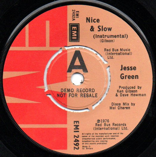 Jesse Green : Nice & Slow (7", Single, Promo)