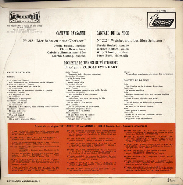Johann Sebastian Bach : Peasant Cantata / Wedding Cantata (LP, Mono)