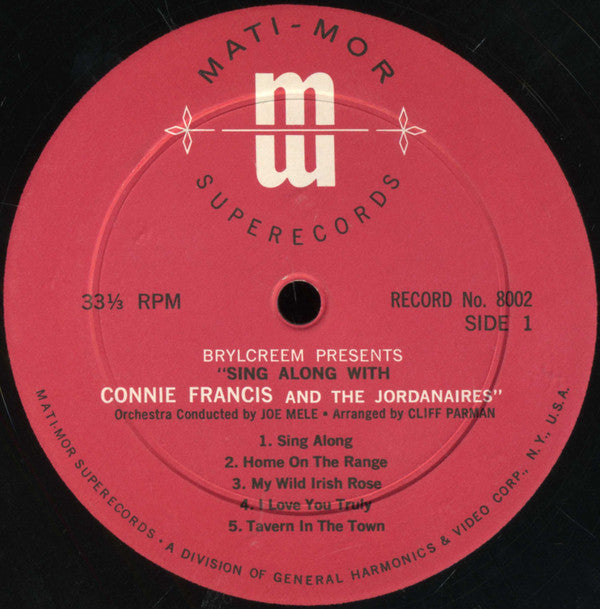 Connie Francis : Sing Along With Connie Francis (LP, Album, Mono)