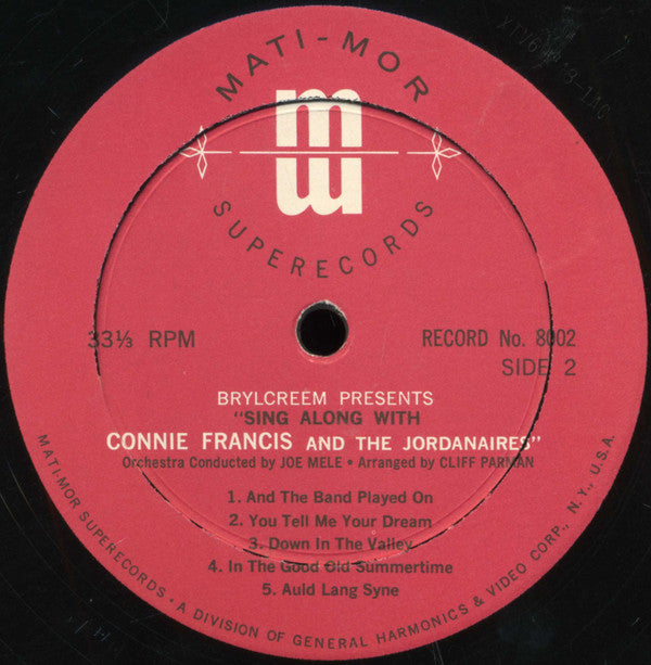 Connie Francis : Sing Along With Connie Francis (LP, Album, Mono)