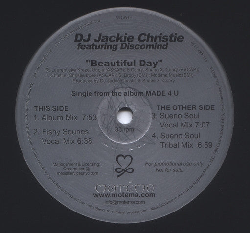 Jackie Christie Featuring Discomind : Beautiful Day (12", Promo)