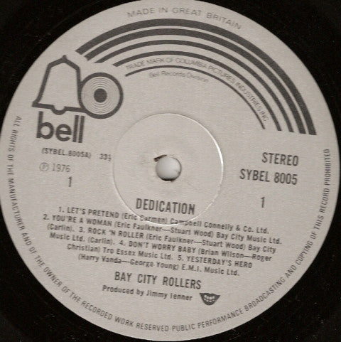 Bay City Rollers : Dedication (LP, Album)