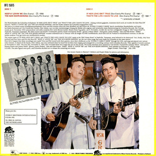 Everly Brothers : Nashville Tennessee, November 9, 1955 (12", EP, Comp)