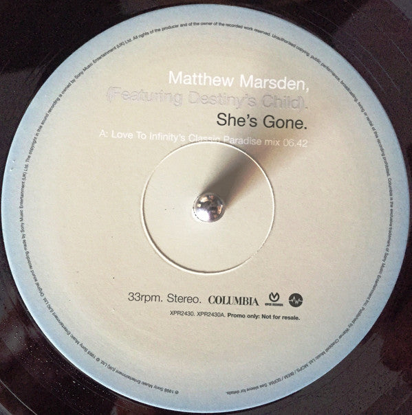 Matthew Marsden Featuring Destiny's Child : She's Gone (12", Promo)