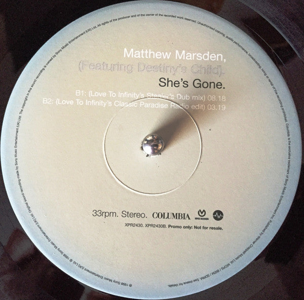 Matthew Marsden Featuring Destiny's Child : She's Gone (12", Promo)