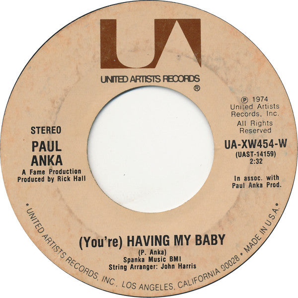 Paul Anka : (You're) Having My Baby / Papa (7", Single, Styrene, Pit)
