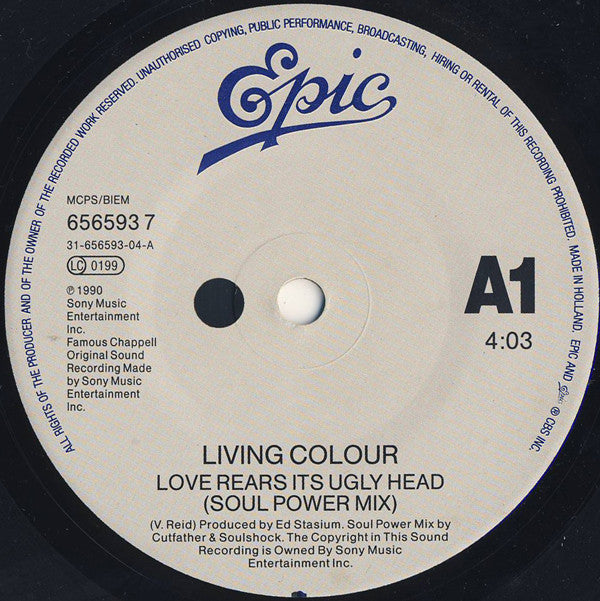 Living Colour : Love Rears It's Ugly Head (7", Single, RP)