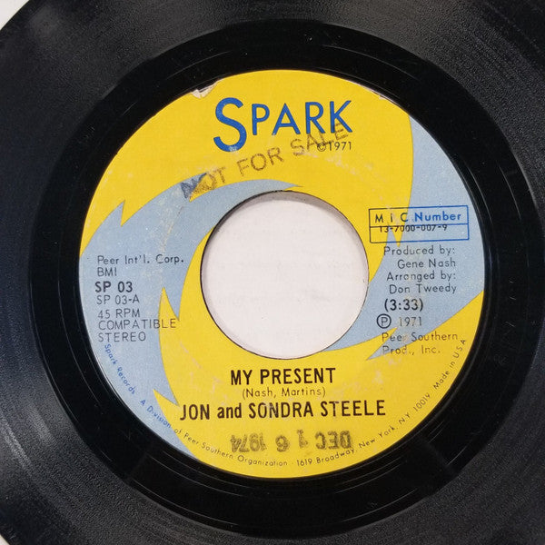 Jon And Sondra Steele : My Present / Peace And Understanding (7", Single, Promo)