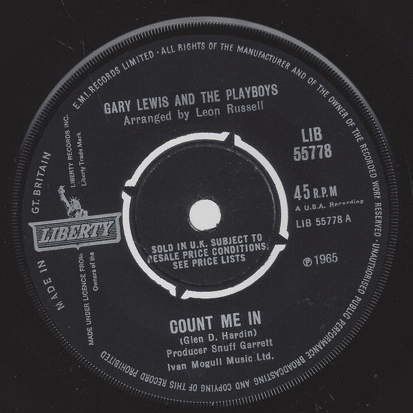 Gary Lewis & The Playboys : Count Me In / Little Miss Go-Go (7", Single, 4-p)