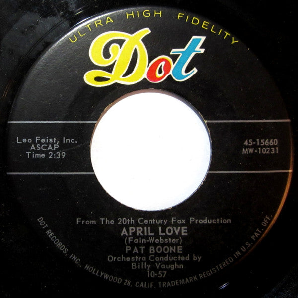 Pat Boone : April Love (7", Single, Ind)