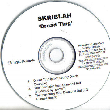 Skriblah : Dread Ting (CDr, Single, Promo)