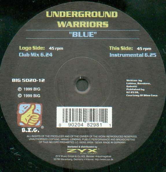 Underground Warriors (2) : Blue (12")