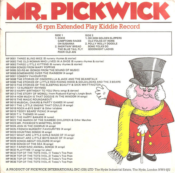 Mr. Pickwick's Minstrel Show : Mr. Pickwick's Minstrel Show (7", EP)