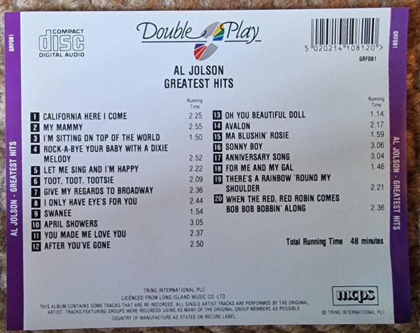 Al Jolson : Greatest Hits (CD, Comp)