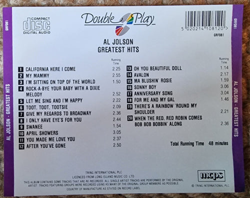 Al Jolson : Greatest Hits (CD, Comp)