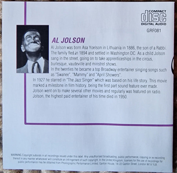 Al Jolson : Greatest Hits (CD, Comp)