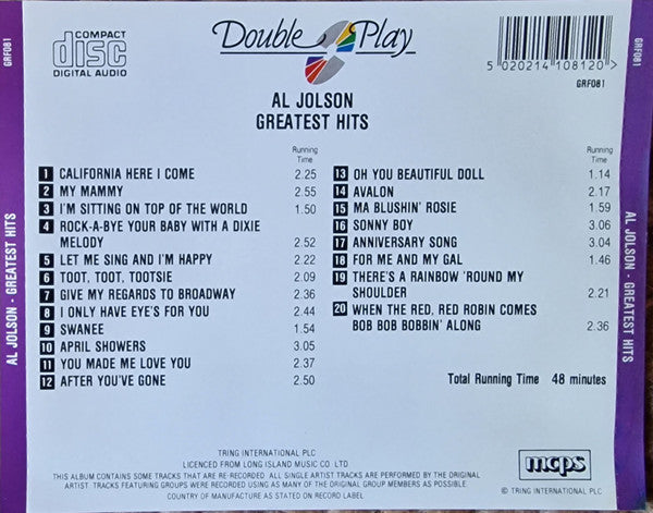 Al Jolson : Greatest Hits (CD, Comp)