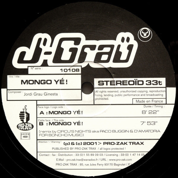 Jordi Grau : Mongo Yé! (12")