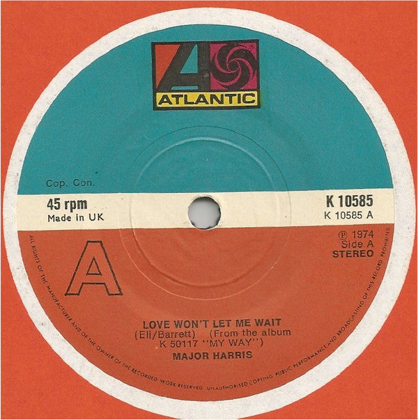 Major Harris : Love Won't Let Me Wait (7", Single, Sol)