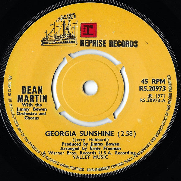 Dean Martin With Jimmy Bowen Orchestra & Chorus : Georgia Sunshine (7", Single, 4 P)