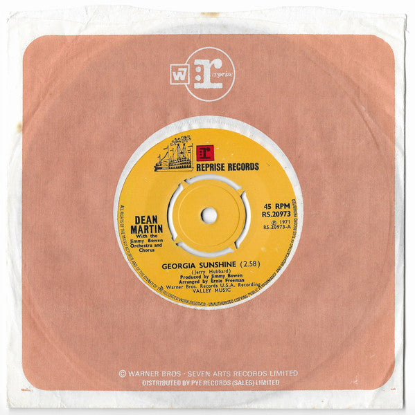 Dean Martin With Jimmy Bowen Orchestra & Chorus : Georgia Sunshine (7", Single, 4 P)