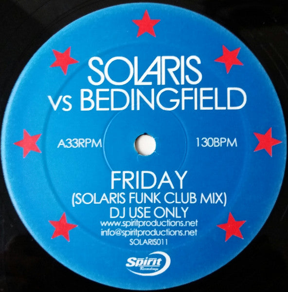 Solaris Vs Daniel Bedingfield : Friday (12")