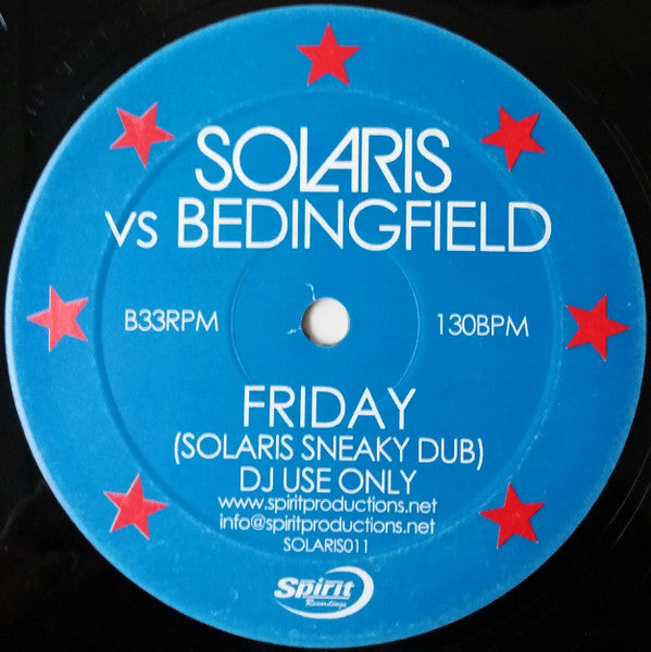 Solaris Vs Daniel Bedingfield : Friday (12")