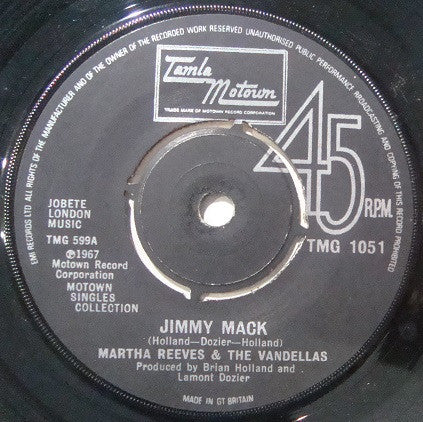 Martha Reeves & The Vandellas : Jimmy Mack / Dancing In The Street (7", Single)