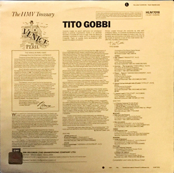 Tito Gobbi : Tito Gobbi (LP, Comp, Mono, RP, Lab)