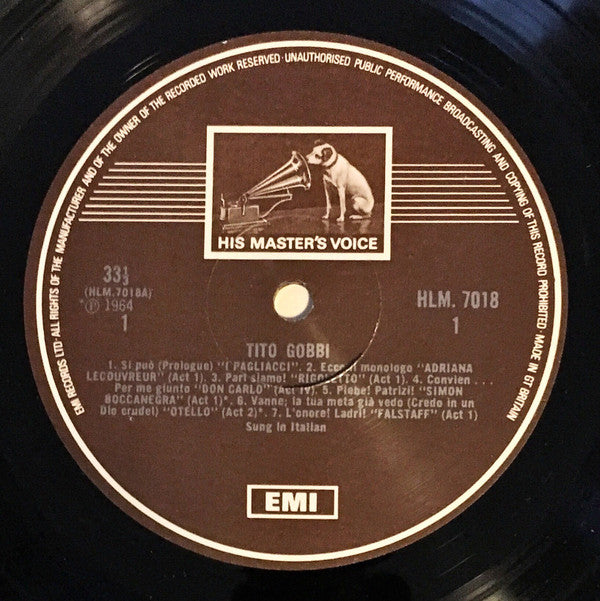 Tito Gobbi : Tito Gobbi (LP, Comp, Mono, RP, Lab)