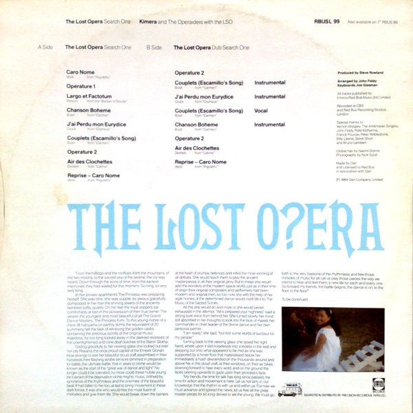 Kimera (3) & The Operaiders With The LSO* : The Lost Opera (12", Comp)
