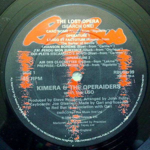 Kimera (3) & The Operaiders With The LSO* : The Lost Opera (12", Comp)