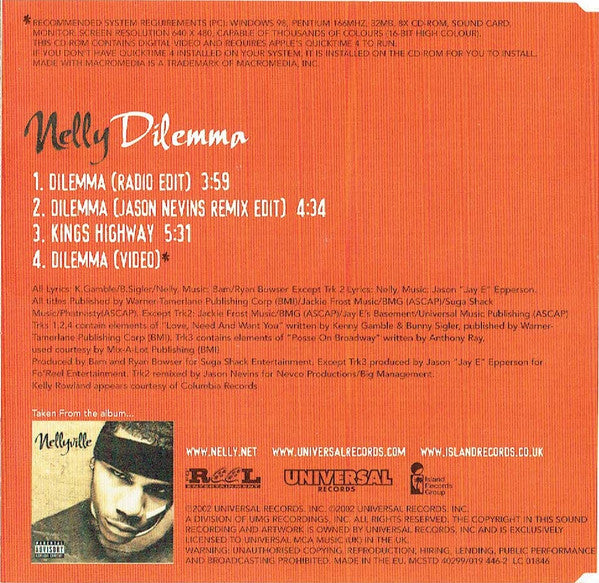 Nelly Featuring Kelly Rowland : Dilemma (CD, Single, Enh)